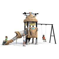 Toboggan multi-tours en plastique sur le thème de l'espace pour la maternelle et les parcs, certifié TUV EN1176, équipement de jeux d'extérieur