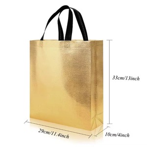 Custom Logo Gold Metallic Laminated Non Woven <b>Tote</b> <b>Bag</b> <b>Canvas</b> Unique Letter Pattern Three-dimensional Sewing Foldable Shoulder - Product Image 1