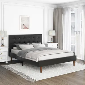 Kainice customized black king size bed with storage china bed solid wood upholstered bed frame for bedroom