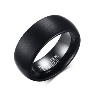 Fashion <strong>Black</strong> <strong>Titanium</strong> <strong>Rings</strong> for Men of Matte Finish Beveled 8mm Wedding Band - Product Image 3