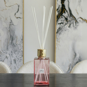 Aikun 2200ml MOQ 30pcs 3 Day Sample 7 Day Ship Sticker Logo Long Lasting Pink Square Glass Reed <b>Diffuser</b> Gift Set for Ecommerce - Product Image 3