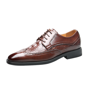 <span class=keywords><strong>Scarpe</strong></span> da <span class=keywords><strong>uomo</strong></span> Brogue con punta alare retrò da lavoro Oxford in pelle classica punta tonda con lacci da sposa <span class=keywords><strong>scarpe</strong></span> da Derby - Product Image 1