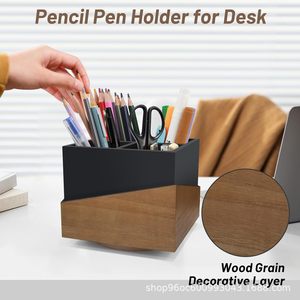 Wooden Rotating Storage <b>Box</b> Square Desktop Organizer With Partitions For Pens Cosmetics <b>Makeup</b> Holder Large Capacity - Product Image 4