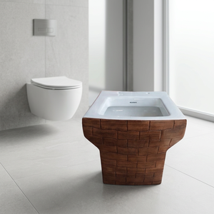 Art Designer Bois Blanc Double Couleur Montage Mural Accroché Siège de Toilette Commode Salle de Bain Placard WC Sanitaire - Product Image 1
