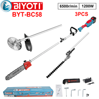 Biyoti BYT-BC58 1200W Outil multifonction pour l'entretien des vergers, tronçonneuse télescopique sans fil, taille-haie, débroussailleuse Max
