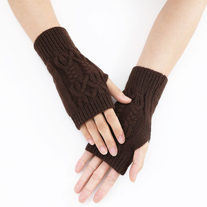 Guantes y mitones de invierno personalizables para mujer, calentadores de brazos sin dedos de punto acrílico estilo Jacquard con orificio para el pulgar, venta al por mayor - Product Image 1