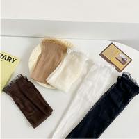 Chaussettes décontractées élégantes pour femmes en dentelle transparente ultra-fine avec volants, respirantes, noires, blanches, couleur chair