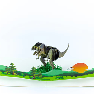 Cartes de vœux en papier animal pop-up 3D personnalisées pour les festivals, cadeau de décoration artistique artisanal de vacances - Product Image 1