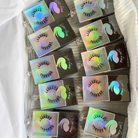 Boîte d'emballage de cils holographiques violets de marque privée fenêtre en PVC transparent avec manipulation de logo en carton laminé mat