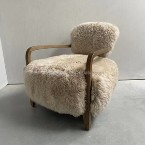 <strong>Yeti</strong> Sheepskin Lounge Armchair Living Room <strong>Chair</strong> Fabric Leather Upholstered Living Room Home Furniture - Product Image 6