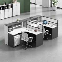 Scrivania da Lavoro per 2 Persone con Divisorio Alto, Tavolo Modulare con Vetro Insonorizzante per Ufficio, per Piccoli Team e Amministrazione