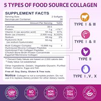 Capsules de collagène en gélules molles de marque privée OEM, types I, II, III, V, X + Biotine, Vitamine C, Antioxydant, 60 gélules pour adultes