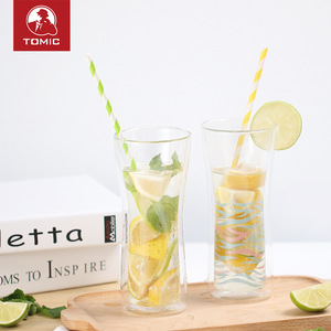 Tasse en verre à double paroi Temeco, taille fine, motif ondulé, pour la maison et le bureau - Product Image 4