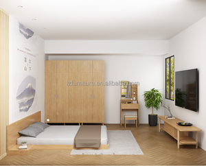 Base de lit abordable pour hôtel 3 étoiles, sur mesure, taille Queen/King, en bois, plateforme Tatami à plancher bas, pour ensembles de chambre d'hôtel - Product Image 4