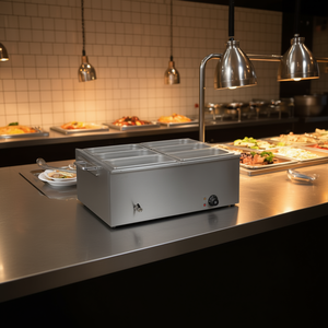 Vevor Bain-marie électrique 6 bacs 1500W en acier inoxydable pour comptoir, chauffe-rapide, argent - Product Image 2