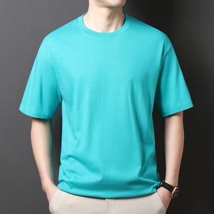 เสื้อยืดผู้ชายผ้าฝ้ายแท้ถักน้ำหนัก 200 กรัม รุ่นใหม่ประจำฤดูร้อนปี 2025 สไตล์เรียบง่าย สีพื้น ทรงหลวม ไหล่ตก แขนสั้น - Product Image 5