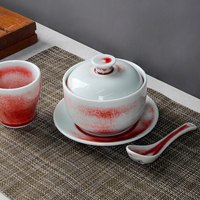 Vente en gros de vaisselle rouge, ensemble de table à manger, ensembles de vaisselle en céramique, ustensiles de cuisine, vaisselle, ensembles de dîner, assiettes en porcelaine