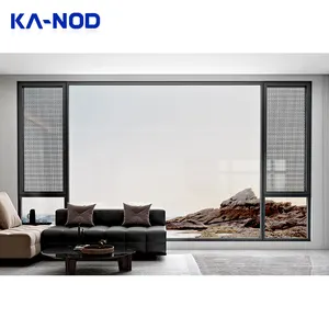 KANOD rivestimento in polvere Hurricane impatto vetro finestre e porte stretta cornice doppio vetro temperato finestra in alluminio