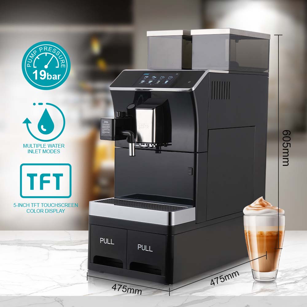 WINNINGSTAR エスプレッソマシン 黒 Intelligent Commercial Espresso Coffee Maker ST-9882, Fully