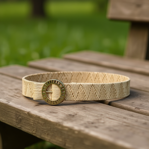 Cintura Angelina con fibbia rotonda in metallo da 5 cm, in tessuto PP effetto erba, stile bohémien, per donna - Product Image 2