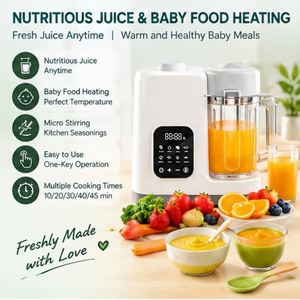 Robot culinaire pour bébé en verre de haute qualité, silencieux, avec chauffe-biberon et cuiseur vapeur pour purées, pour la maison, la voiture et le camping-car - Mixeur multifonctionnel pour nourrissons - Product Image 3