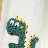 Dessin animé mignon motif dinosaure brodé coton et lin chambre d'enfant rideau tissu garçon fille chambre couture baie vitrée.