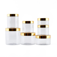 Pot à Crème de 25ml à 1000ml Très Vendu, Transparent Qualité Alimentaire avec Couvercle Doré, en PET et Conception à Couvercle Vissant