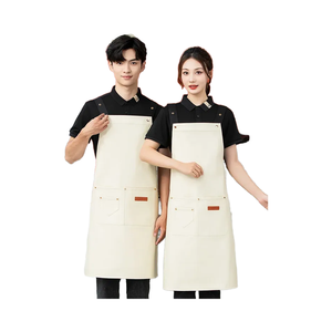 HUAN TE PU Soft Leather Twill Apron Logo Printing Waterproof ,Oil-Proof for Catering Restaurant Supermarket Kitchen Work <b>Clothes</b> - Product Image 1