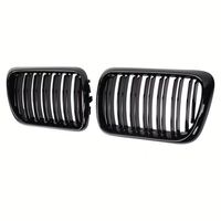 LUMA 96-99 Noir brillant/Chrome mat pour accessoires BMW Série 3 Grille de pare-chocs avant ABS pour E36 1996-1999 Double lamelle