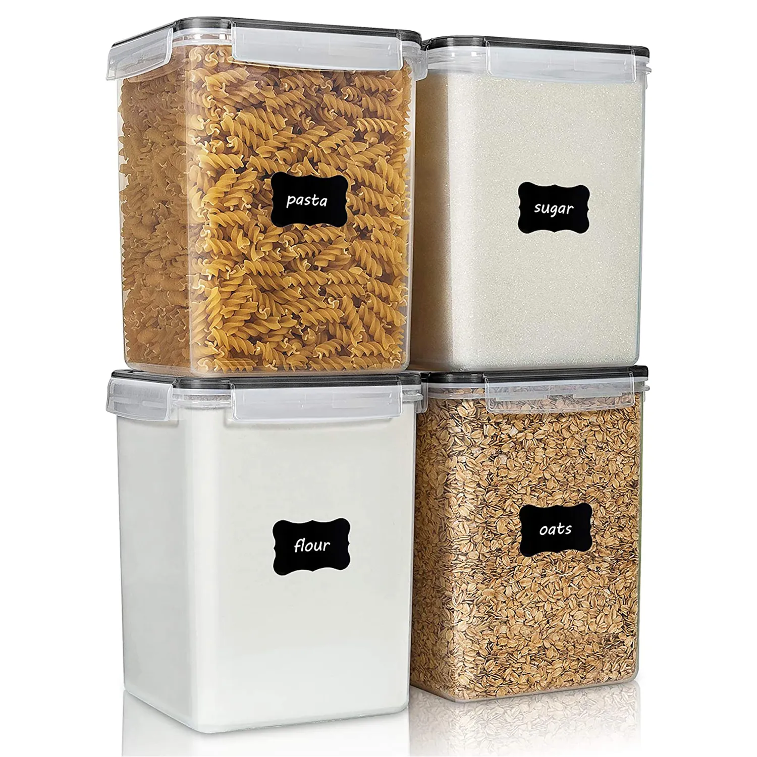 Kitchen Pantry Organization 4pc Pack Large Capacity Food Storage Containers Air Tight Cereal Containers for Dry Food and Baking