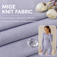 Tissu en molleton côtelé Mige 81% polyester 13% rayonne 6% élasthanne 300 g/m² chaud pour vêtements de sport, sous-vêtements thermiques, gilet