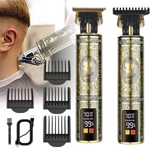 Tondeuse à barbe professionnelle sans fil rechargeable avec écran LCD, USB, en acier inoxydable, coupe à zéro, pour usage domestique et en camping-car - Product Image 5