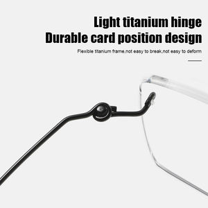 Kính mắt không gọng titan unisex cao cấp họa tiết trắng xanh thời trang, khung chữ nhật, kính đọc sách - Product Image 4