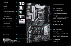 Luxury Motherboard PRIME Z590-V ATX LGA1200 10/11th Gen CPU PCIe4.0 4 DDR4 Type-<b>C</b> DP M.2 128GB GAMING Desktop Used Z590 Motherbo - Product Image 4
