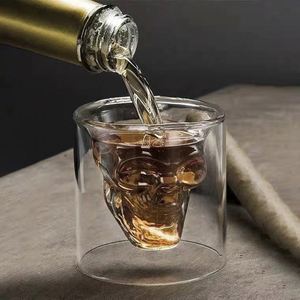 Taza de café con cabeza de <span class=keywords><strong>calavera</strong></span> transparente de doble capa, taza de <span class=keywords><strong>cristal</strong></span> para el hogar, Bar, Club, whisky, vino, Vodka y cerveza, <span class=keywords><strong>copa</strong></span> de vino - Product Image 1