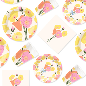 DAMAI - Juego de Decoración para Fiestas de Cumpleaños, Tema de Flores, Platos de Papel con Hojas de Cerezo, Mantel, Vajilla Desechable para Fiestas - Product Image 4