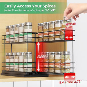 Opbergrek voor de keuken, roestvrij staal, kruidenrek, klein metalen draadmandje, smal kruidenrek - Product Image 3