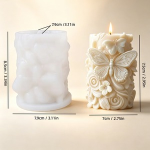 Butterfly Flower DIY <b>Candle</b> Making <b>Mold</b> Silicone <b>Candle</b> <b>Mold</b> Carved Floral Column <b>Mold</b> for Handmade Craft - Product Image 2