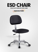 Chaise de laboratoire ESD à 360 degrés en mousse PU noire à siège confortable et doux de vente chaude