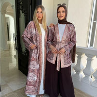Robe de luxe de Dubaï pour l'Aïd, robe islamique pour femmes musulmanes, élégante et raffinée, décorée de diamants, en cachemire, ouverte sur le devant