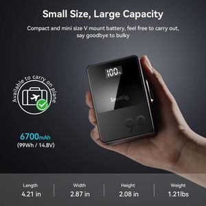 Smallrig V 마운트 배터리 VB99, 6700mAh 99Wh 14.8V 미니 V 마운트 배터리 지원 65W PD USB-C 고속 충전기-3580 - Product Image 4
