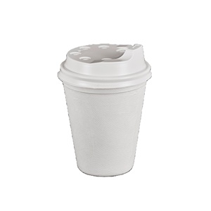 8oz Custom Logo Disposable Biodegradable Sugarcane Bagasse Pulp Moulded Coffee Cups with Lids