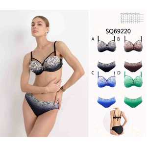 Costume da bagno bikini imbottito da donna a due pezzi con top a fascia e slip a vita alta con laccetti laterali, ideale per l'estate e la spiaggia, taglie S-XL, all'ingrosso SQ69220 - Product Image 1