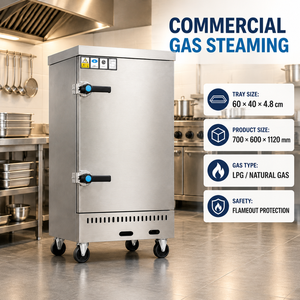 Vaporera Comercial de Gas de 6 Bandejas, Cocina a Vapor a Gas Natural/GLP con Protección Contra Apagado de Llama para Restaurantes y Cocinas de Catering - Product Image 5