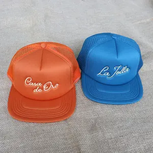 Hat supplier Wholesale 5 panel outdoor fashion Trucker hats with embroidery design sponge mesh hats customized to high quality