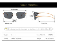 Lunettes de soleil rectangulaires sans monture, nouveau style, UV400, universelles, mode homme, anti-lumière bleue