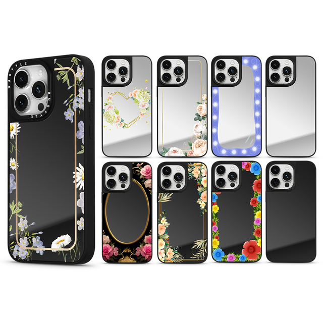 Luxury Floral Designer UV Printed PC Phone Case for iPhone 17 Pro Max 17e 16 16e 15 14 13 Custom Makeup Mirror Mobile Back Cover