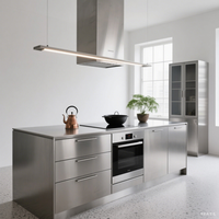 BAINENG Meuble de cuisine extérieur en acier inoxydable 304 au design minimaliste moderne pour îlot de barbecue et comptoir de cuisson
