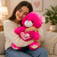Ours en peluche rouge super doux, cadeau anti-stress pour la fête des mères, anniversaire, Saint-Valentin
