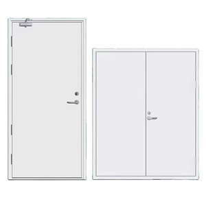 Puertas de seguridad contra incendios sólidas de acero externo de alta resistencia, puerta de salida de incendios doble abatible moderna, barra de pánico, puerta de salida de incendios de acero de emergencia - Product Image 3